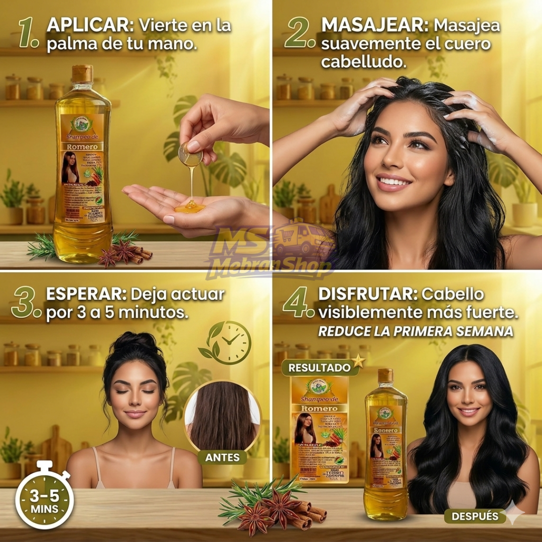 Shampoo de Romero Anticaída, Reduce la Caída y Estimula el Crecimiento